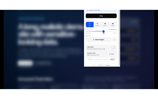 BlurMyScreen :: Blur, mosaic, cover or blackout any tab. Regional blur, auto-blur, PIN lock, focus timer & boss screen. 100% local, no data.