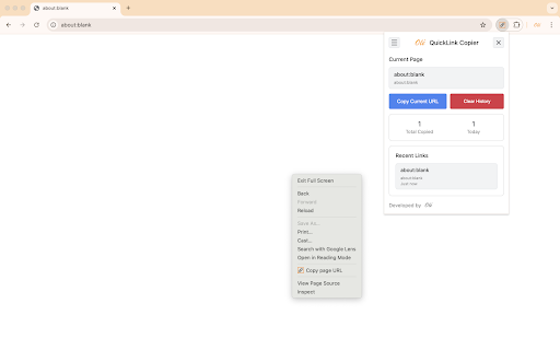 QuickLink Copier :: One-click link copying with history.