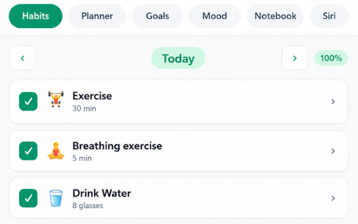 EverydayTracker :: Track habits, plan your day, set goals, chat with Siri, and journal from your browser toolbar.