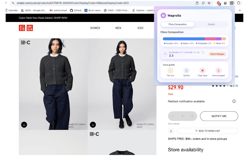 magnolia :: a lightweight chrome extension that helps shoppers make smarter decisions about their clothes