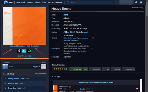 RateYourMusic Apple Music Art Links :: Links standard and high definition Apple Music release art on RYM release pages.