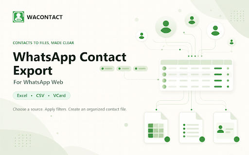 WAContact: WA Contact Export - Save Contacts to Excel/CSV/VCard :: Export WhatsApp contact to Excel, CSV or VCard, download group member and chat with media. Processed locally.