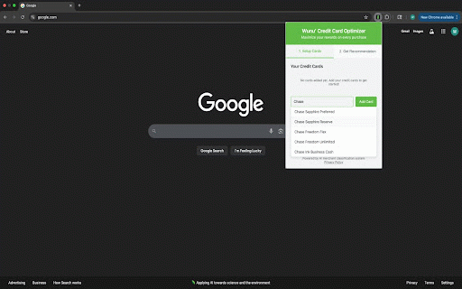 Wunu' - Real-time Credit Card Optimizer :: Optimize credit card usage for maximum rewards