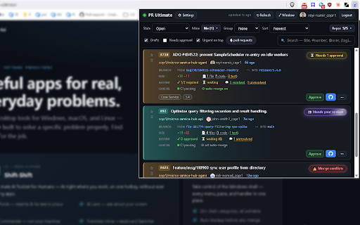 GitHub Pull Request Ultimate :: The ultimate GitHub PR dashboard. Review, approve, merge & get notified. Best way to stay in full control, wherever you are.