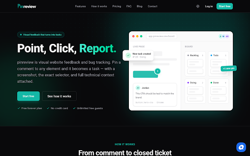 Pinreview - Website Feedback & Bug Report :: Annotate websites, report bugs, and collect client feedback with visual pins