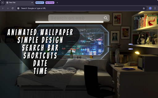 Futuristic Bedroom Live Wallpaper :: Transform your browser's new tab with a sleek, futuristic bedroom that brings modern aesthetics and tranquility to your workspace.