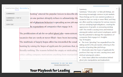 AI Summarizer & Text Highlighter :: Highlights Text and provides AI summary. Use Ctrl+D (or Command+D on Mac) to activate. Created by @aminebelkad on X
