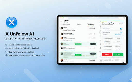 X Unfollow AI – Manage Your Twitter Following List :: Manage your X (Twitter) following, detect users who don't follow you back, and unfollow safely with smart filters.