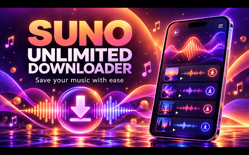 Suno Unlimited Downloader :: Download high-quality MP3 and WAV audio tracks directly from Suno with custom destination folder saving.