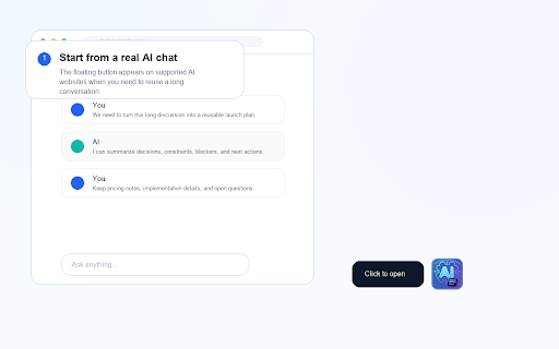 AI Context Optimizer - Prompt & Context Tool :: For ChatGPT, Claude, Gemini, Grok, and DeepSeek: compress chats, continue with prompts, hand off context, and create docs.