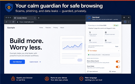 Sentinel — Scam Blocker, Phishing & Privacy Protection :: On-device scam & phishing protection. Warns about risky sites and stops data leaks — private, nothing leaves your device.