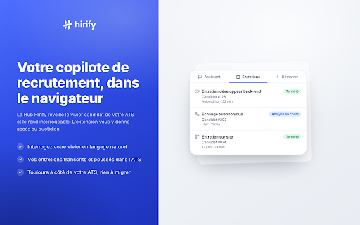 Hirify :: Votre assistant de recrutement, directement dans le navigateur.