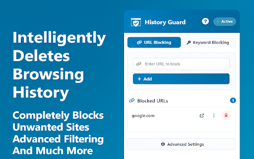 History Guard - Smart Privacy Protection :: Automatically deletes browsing history, cookies, and downloads for specified websites and keywords.