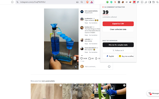 IG Comment Extractor :: Automatically collect Instagram comments with no manual scrolling and export your collected data to CSV.