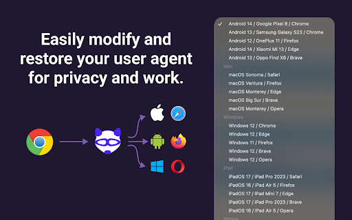 User Agent Switcher :: Explore User Agent Switcher to set a random user agent for the browser from a list or to change browser string to a custom value.