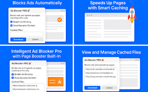 Intelligent Ad Blocker Pro :: Ad blocker with intelligent detection, aggressive removal, Pro dynamic content caching, and DNR network blocking.