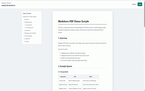 Markdown PDF Viewer :: View Markdown files as a clean PDF-style document and print them from the browser.