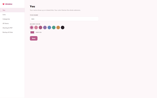 Wishlist — Save Anything You Want :: Right-click to save anything you want from any store. Organize by list & category, track prices, and share a beautiful wishlist PDF.