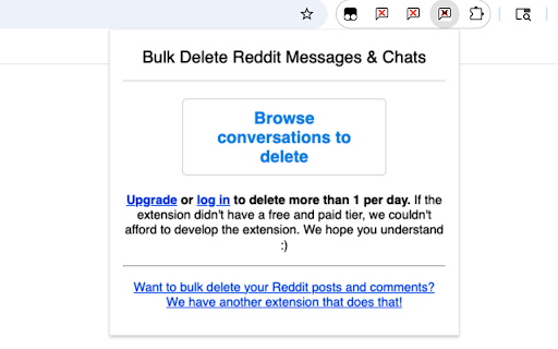 Bulk Delete Reddit Messages & Chats Extension :: This extension allows you to bulk/mass delete your Reddit messages & chats.