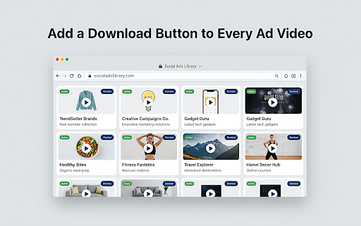 DropRoll - Ad Library Video Downloader :: Adds a 'Download' button to Facebook Ad Library videos and lets you save the MP4 source easily.