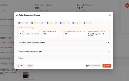 Auto Responder Shopee - EduhCommerce :: Responda avaliações da Shopee com respostas por nota, modo teste, filtros e progresso em tempo real.