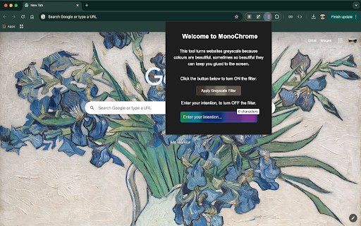 MonoChrome :: A chrome extension that applies greyscale filters on websites making them less appealing, encouraging you to spend less time online.