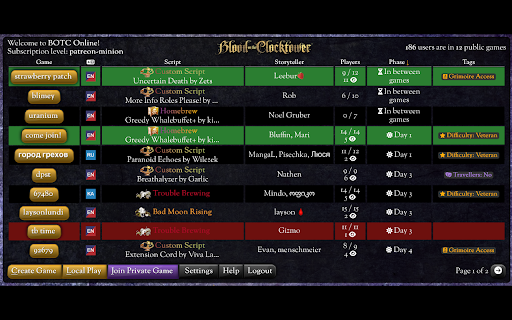 BOTC Friends :: Allows setting friends and block lists for the Blood on the Clocktower official app.
