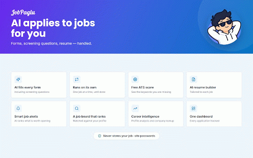 JobPaglu — AI Job Auto-Apply :: Auto-apply to jobs on LinkedIn, Indeed, Naukri, Internshala, Wellfound and company career sites with AI form-filling.