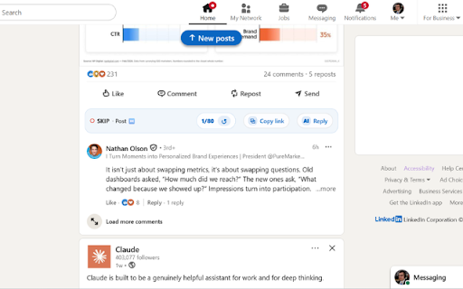 LinkedIn Writing Assistant :: Draft AI replies for LinkedIn (manual send). Includes a simple GO/SKIP radar.