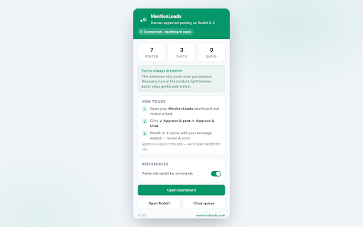 MentionLeads :: Approve & post replies on Reddit, X & Hacker News from MentionLeads — you stay in control. One-click comments, chats & DMs.