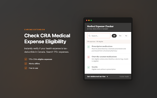 CRA Medical Expense Checker - Canada :: Check if your health expense is tax-deductible in Canada. Search 190+ CRA medical expenses with province eligibility.
