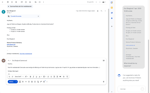 Qai the Sales Agent :: Adds a Qai reply button to Gmail and Outlook threads and assists with AI-generated replies.