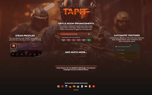 Tapit - Previously FaceitAdvanced :: Level up your Faceit experience – smarter stats, deeper insights, more control.