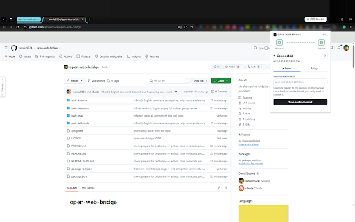 Open Web Bridge :: Let AI agents drive your real browser — page snapshots, network capture, hooks and human handoff, driven from your terminal.