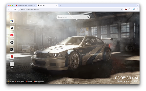 BMW M3 GTR Legend Live Wallpaper :: Feel the thrill of speed with BMW M3 GTR Legend Live Wallpaper – an iconic race car roaring to life on your new tab