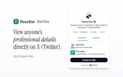 PeerView :: View Peerlist profiles directly on Twitter/X profile pages