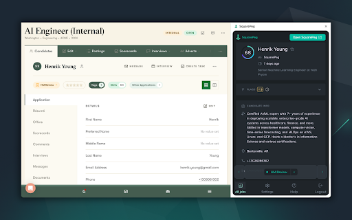 SquarePeg :: Add AI-powered applicant screening and resume enrichment to any ATS.