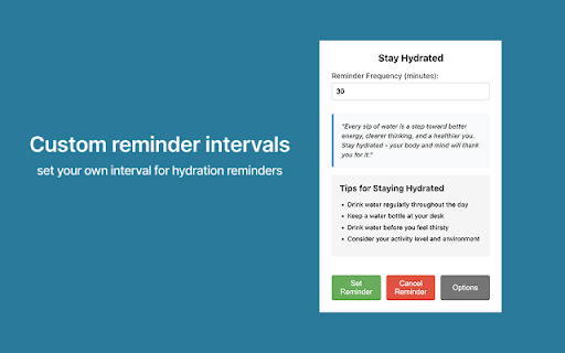 Stay Hydrated :: A simple extension to remind you to drink water regularly with audio and visual notifications