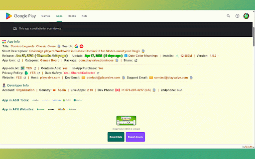 Play Store ASO Tweak by TaoufikGFX :: An extension to display ASO app details on Google Play Store pages.