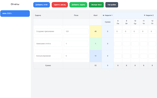 Hours Tracker — Time Tracking & Monthly Reports :: Track working hours by tasks, manage monthly reports, calculate totals, and export reports to DOCX