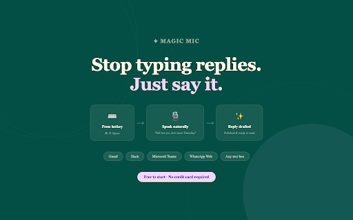 Magic Mic :: Global hotkey voice input → AI-drafted reply, anywhere
