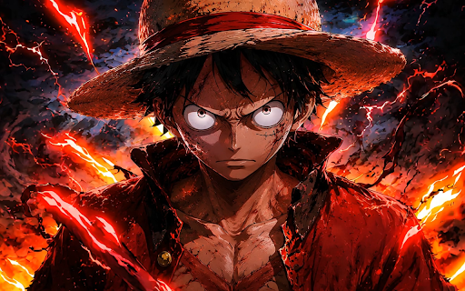 One Piece: Luffy Captain Flame Live Wallpaper :: Transform your new tab with stunning live HD wallpapers of Luffy and the crew, bringing the adventure of One Piece to life!
