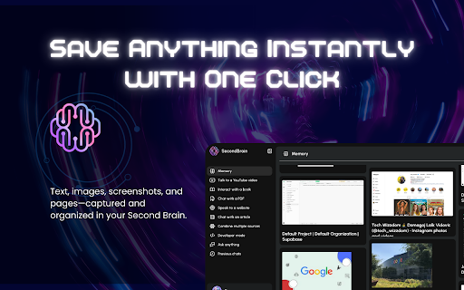 Second Brain :: Save ChatGPT responses, text, images, screenshots, and URLs to Second Brain.
