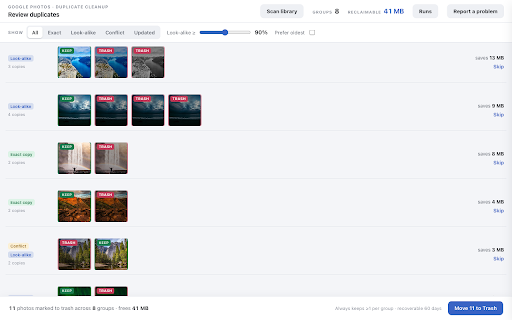 PhotoDeduper: Duplicate Photo Cleaner for Google Photos :: Find and delete duplicate photos in Google Photos, in place. On-device, trash-only, recoverable for 60 days.