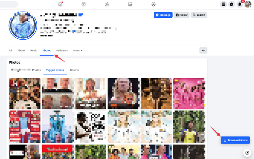 Album Downloader for FB :: Scan Facebook photo albums, download individual photos for free, or use Pro for batch ZIP exports.