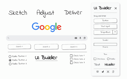 UI Builder – Mockup Tool :: UI wireframes in Chrome. Drag sketch-style elements, resize, and screenshot easily.