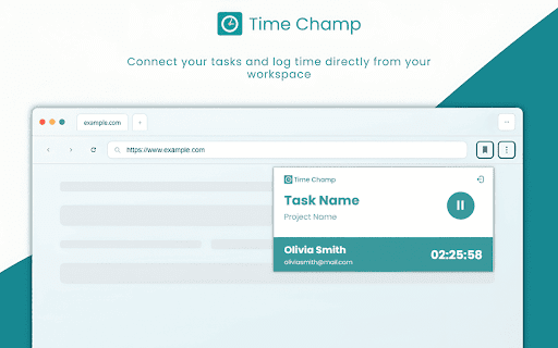 Time Champ Task Log Extension :: A Time Champ extension for precise and efficient work time logging.