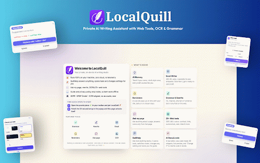 LocalQuill - Private AI Writing Assistant with Web Tools, OCR & Grammar :: Grammar, rewrites, OCR & web tools powered entirely by your own local LLM (Ollama, LM Studio, llama.cpp). No cloud, no telemetry.