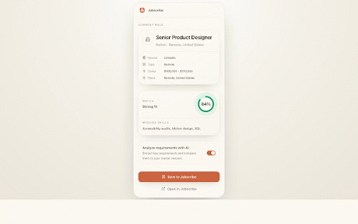 Jobscribe - Job Saver :: Save job postings from LinkedIn, Indeed, and more to Jobscribe with one click