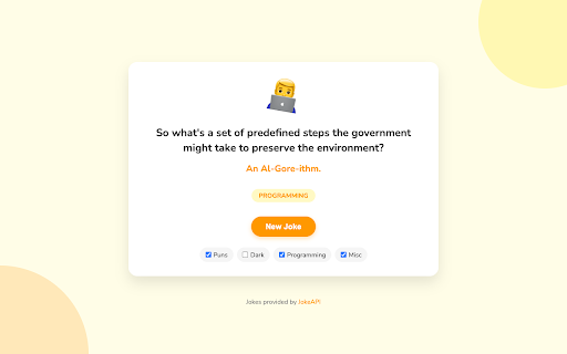 New Joke Tab :: Start your browsing with a laugh! Get a fresh joke on every new tab.